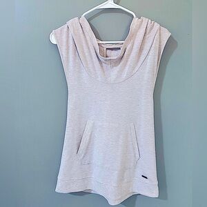 Zobha women's athletic sleeveless hooded top cross cross back medium grey